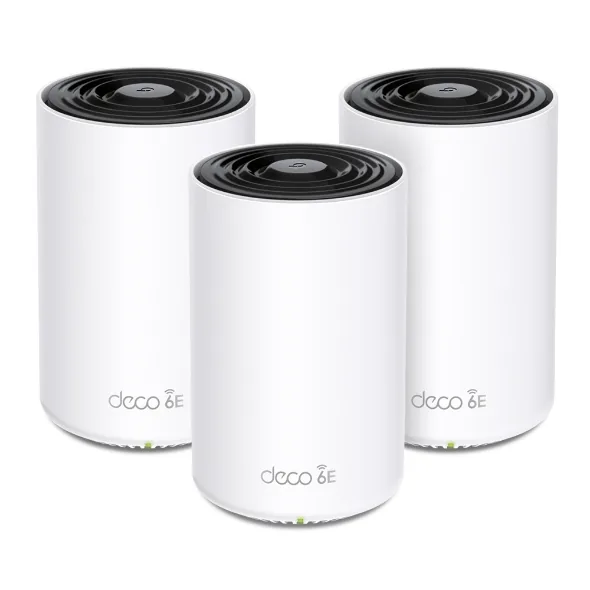 TP-Link Deco XE75 AXE5400 three-pack manufacturer representative product image