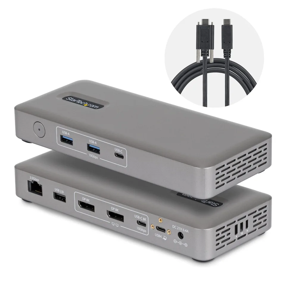 StarTech.com USB4 Docking Station, Driverless Dual 4K 144Hz for Mac and Windows, Universal USB-C Dock with DisplayPort, 100W PD and 2.5GbE product image