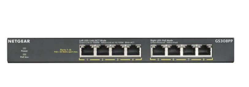 NETGEAR GS308PP Unmanaged Gigabit Ethernet (10/100/1000) Power over Ethernet (PoE) Black — gallery 84892100
