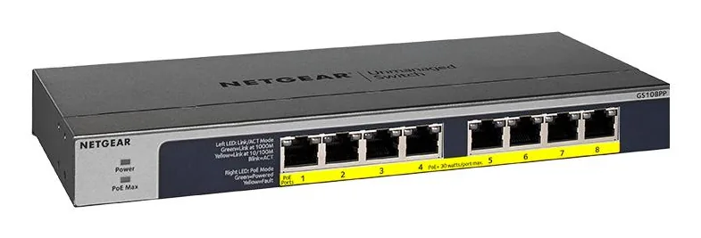 NETGEAR GS108PP Unmanaged Gigabit Ethernet (10/100/1000) Power over Ethernet (PoE) Black — gallery 84892113